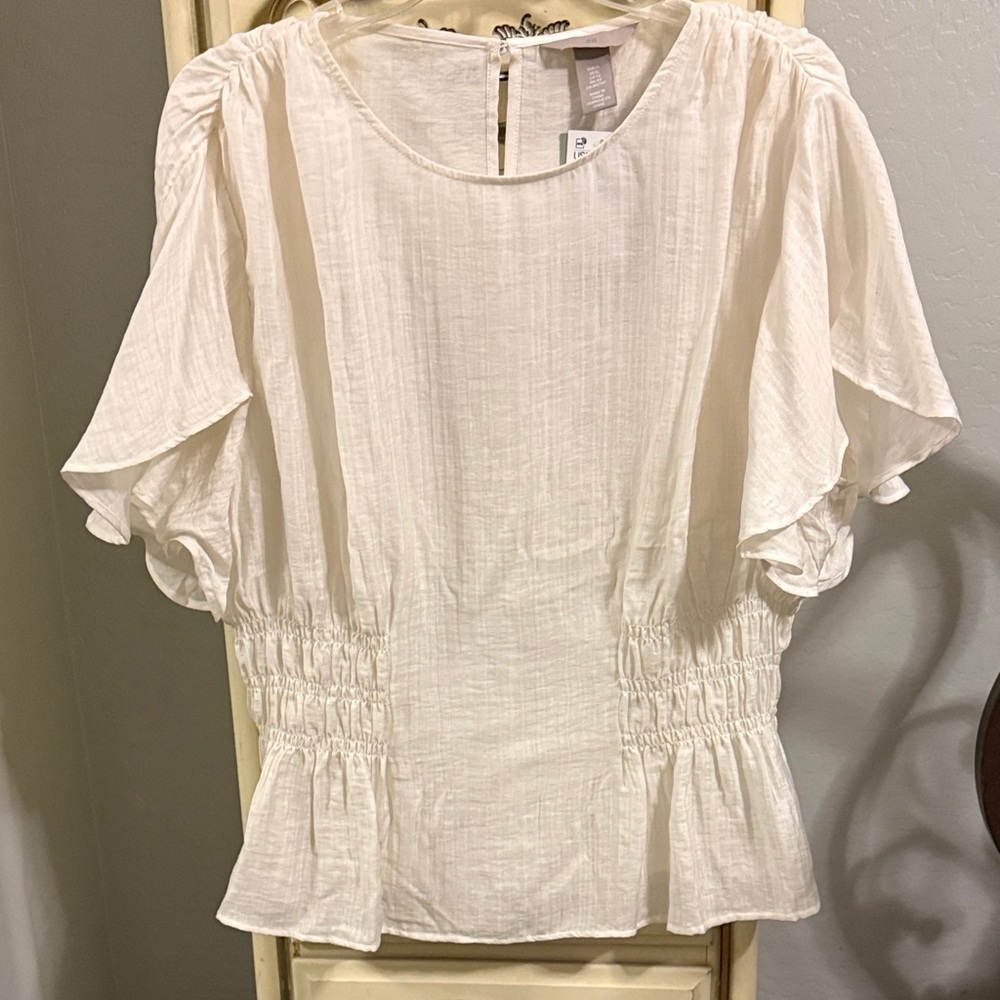 H&M Cream Textured Blouse